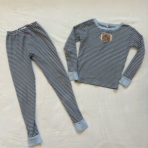 Blue Striped Kids Pajamas with Football Design